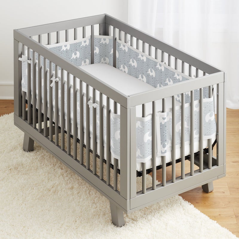 BreathableBaby Breathable Mesh Liner for Full-Size Cribs, Classic 3mm Mesh, Peaceful Elephants (Size 4FS Covers 3 or 4 Sides) - Image 2